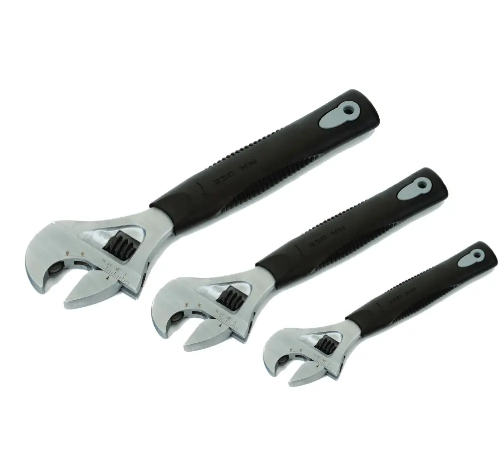 Jhw 3pc Ratcheting Adjustable Wrench Set